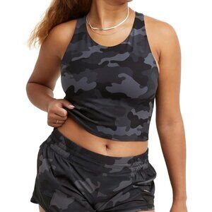 Champion Women's Soft Touch Printed Racerback Cropped Top - Camo Black SZ S